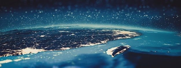 A panoramic view of the Earth from space, highlighting weather patterns, continents, and oceans. The image is high-resolution and visually stunning, conveying a sense of global interconnectedness.