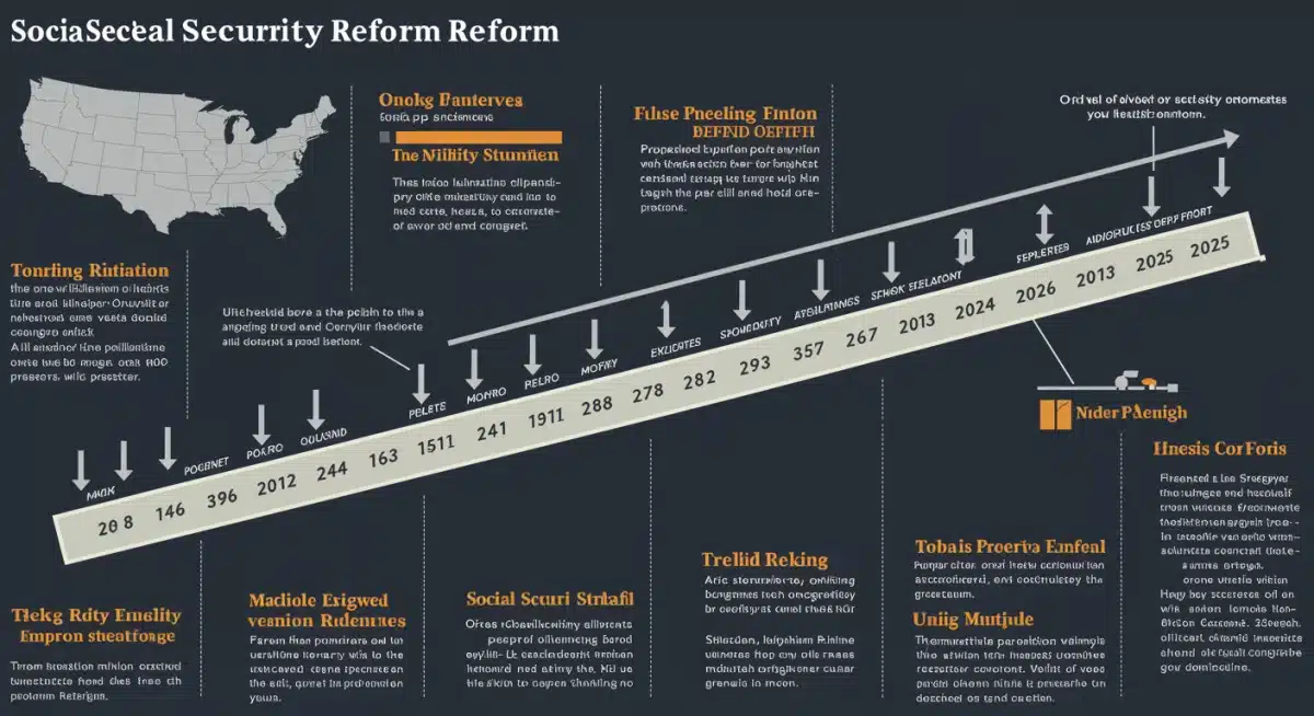 Infographic timeline of Social Security reform proposals and legislative milestones
