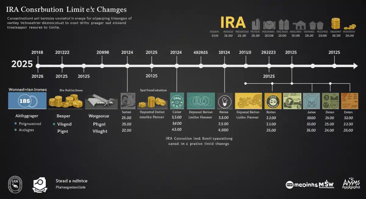Infographic showing IRA contribution limit changes over time, highlighting 2025