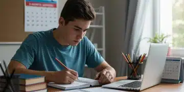 Student studying for standardized tests with a 3-month plan