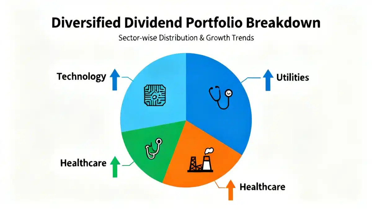 Diversified dividend portfolio sectors infographic