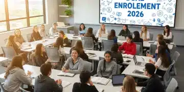 High school students engaging in a college-level dual enrollment class in 2026.