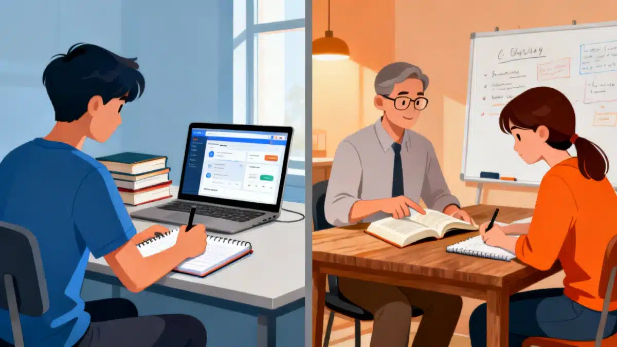 Online versus in-person college preparation methods for students.