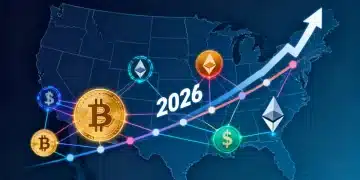 Digital currencies 2026 investment outlook for US holders, showing crypto symbols and growth trends.