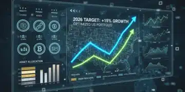Digital display showing optimized 2026 investment portfolio with growth charts