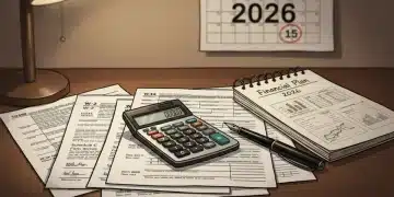 Tax documents and calculator for 2026 tax planning