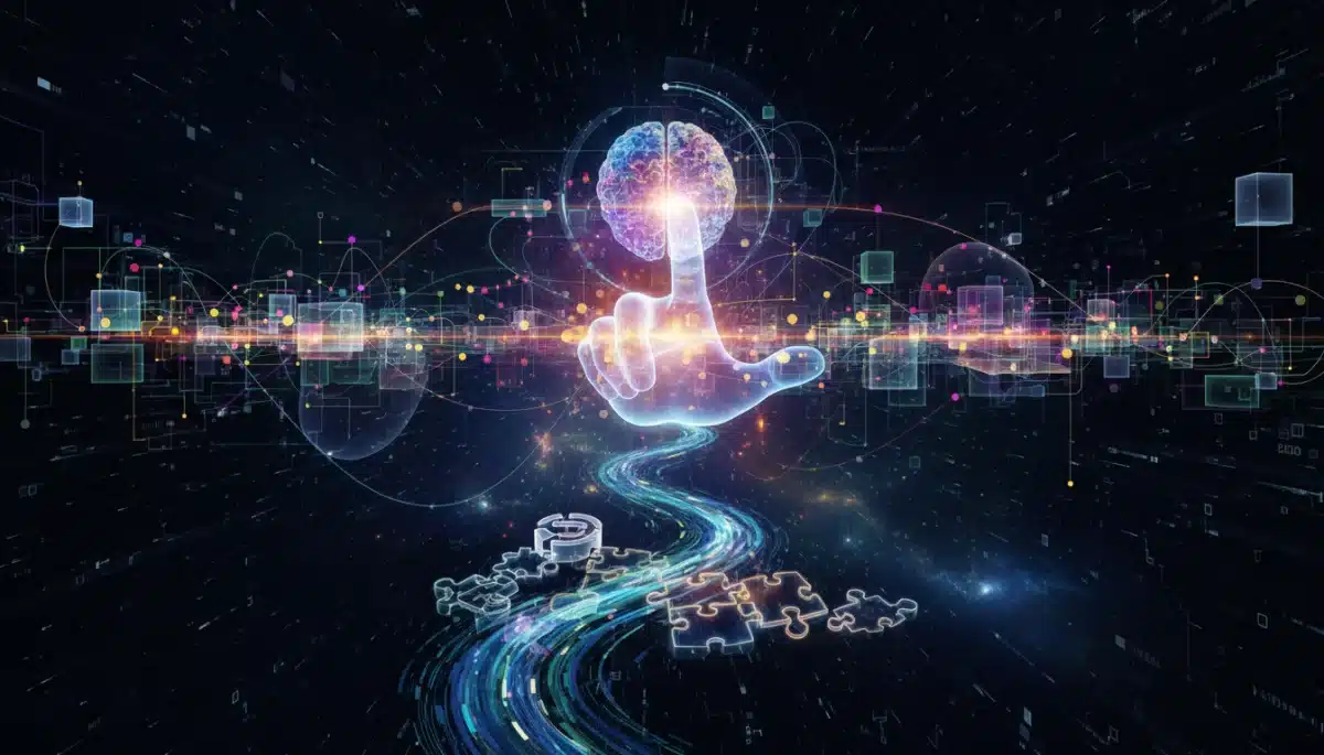 Abstract representation of advanced digital literacy and interconnected data