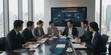 Business leaders analyzing new federal AI regulations for compliance in 2026