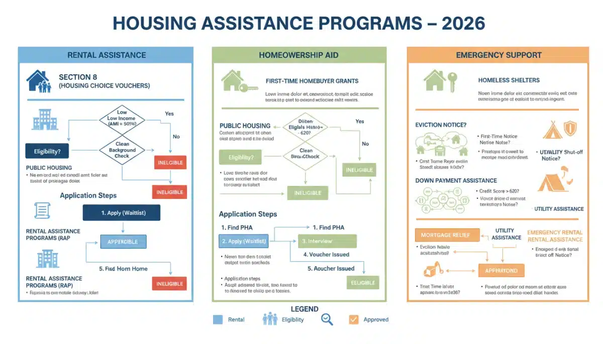 Infographic detailing various housing assistance programs and their eligibility