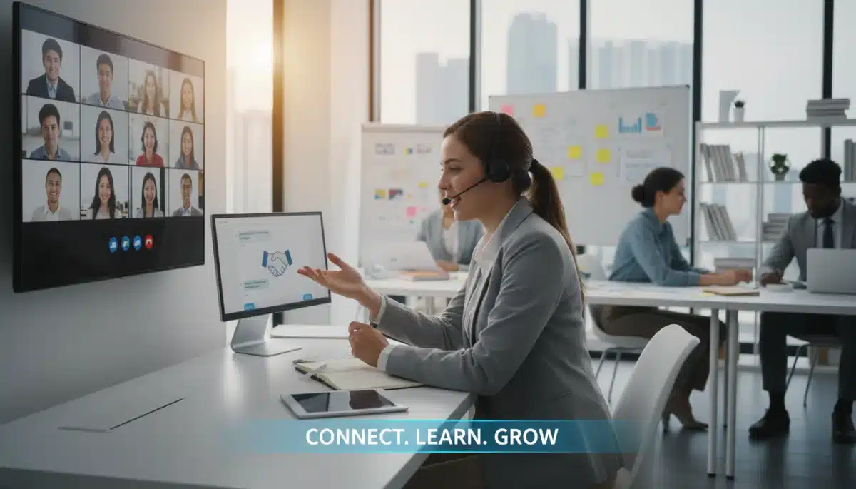 Young professional networking in a virtual meeting
