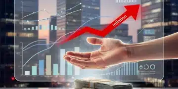 Economic graphs showing rising inflation, money protected by a hand, and a calendar pointing to 2026, illustrating the 2026 inflation outlook and purchasing power protection strategies.