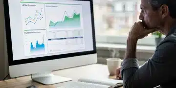 Person planning 401(k) contributions for 2026, reviewing financial data.