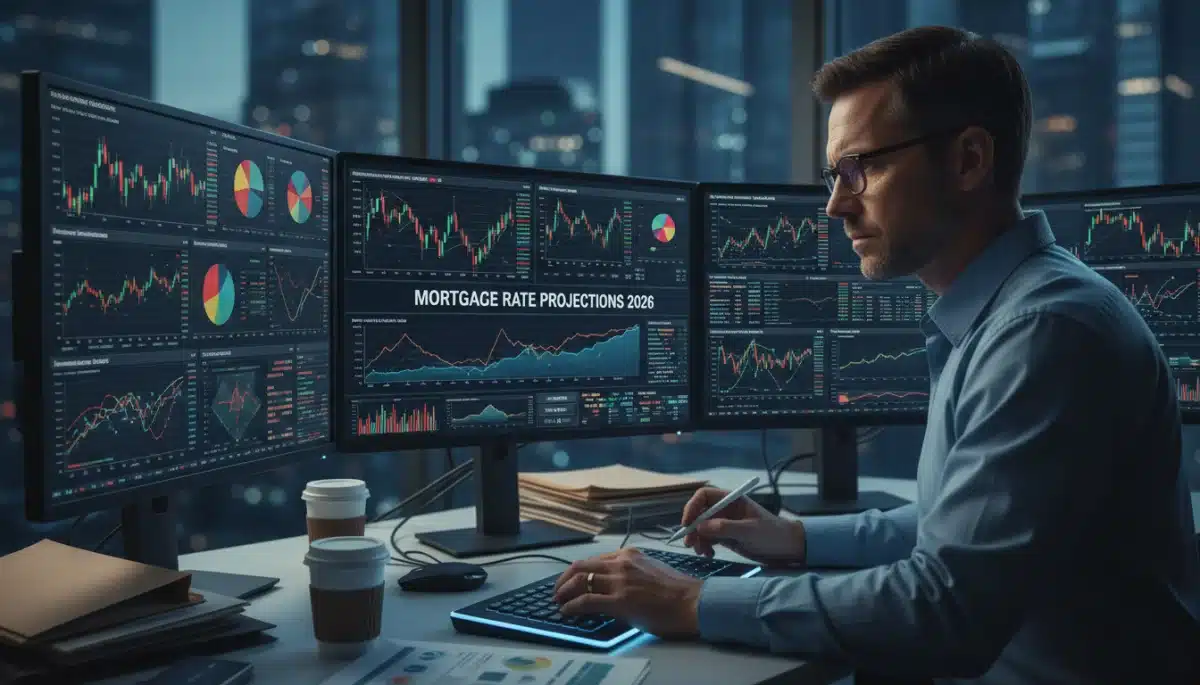 Financial analyst reviewing 2026 mortgage rate projections