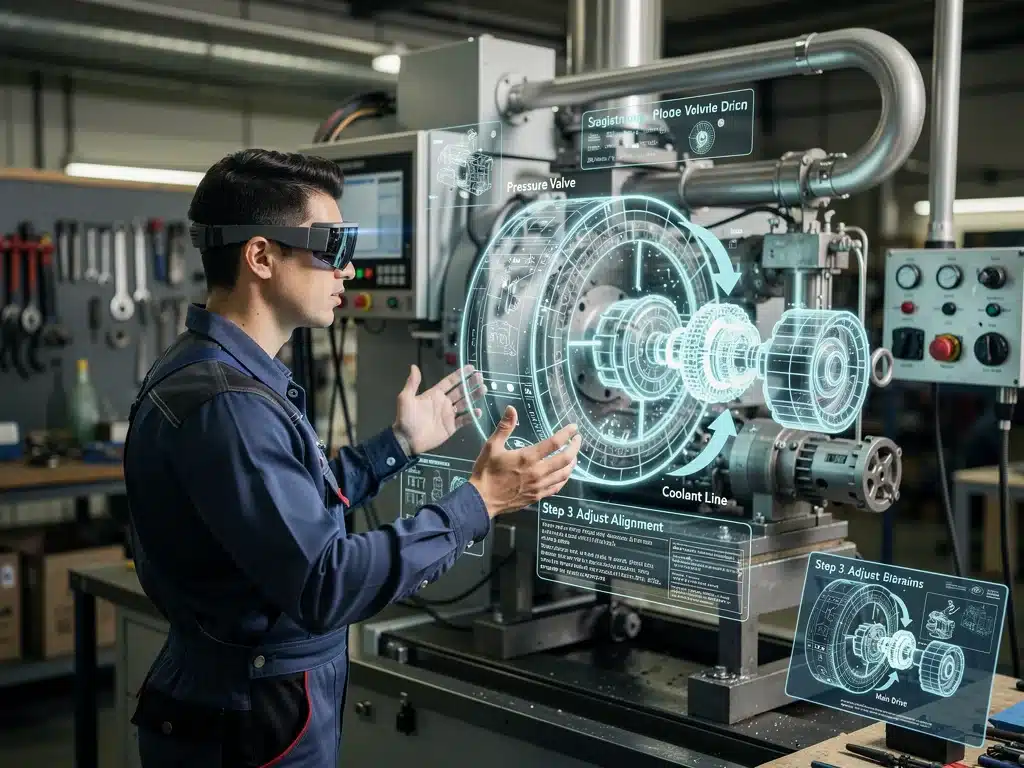 Student using augmented reality for vocational skill development