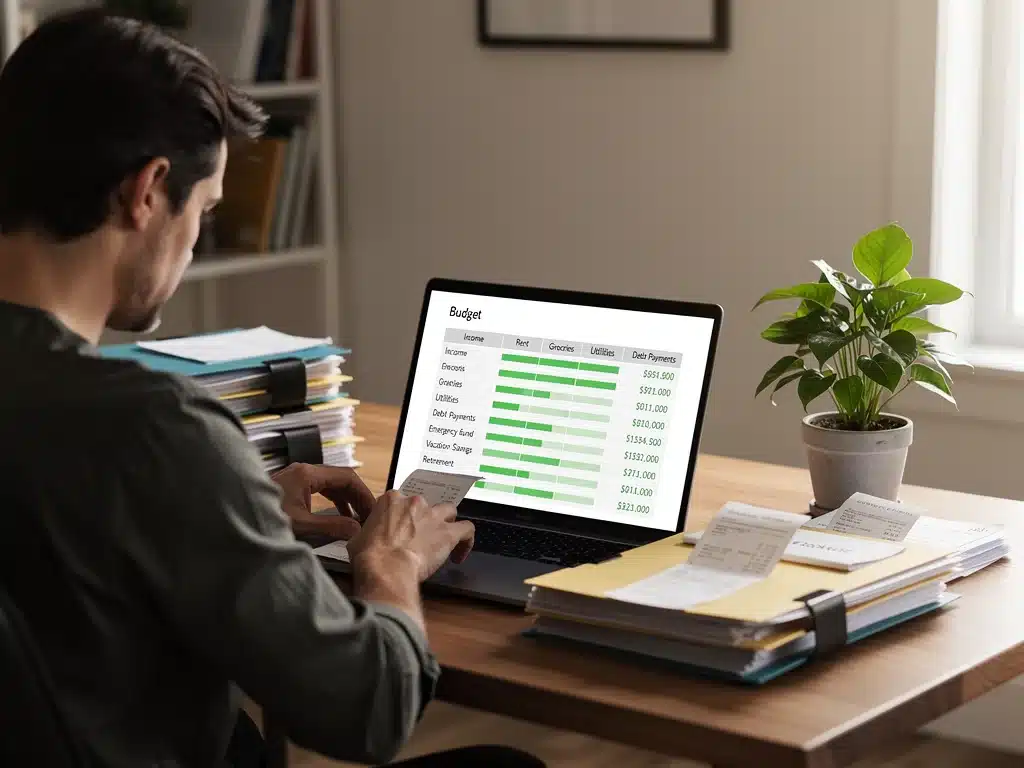 Person budgeting and planning for emergency fund savings