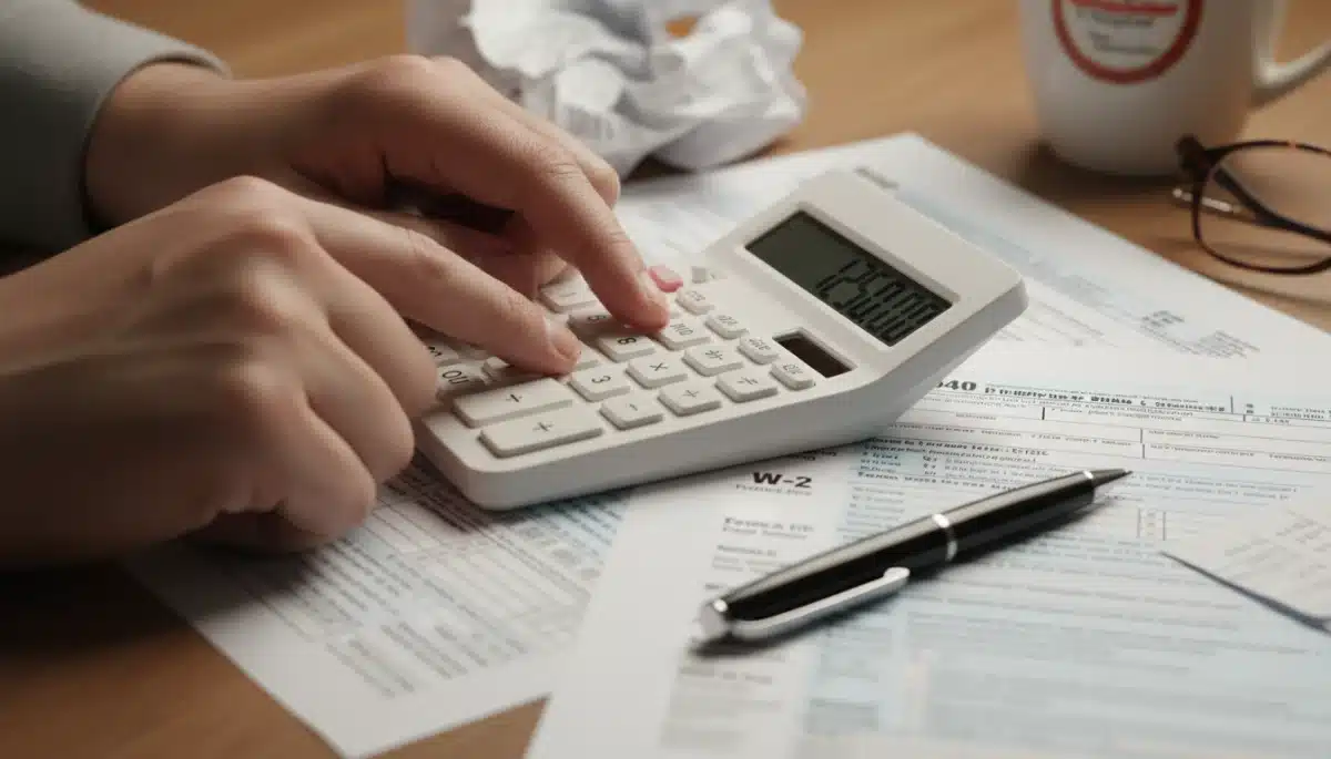 Calculating tax credits and benefits on a calculator