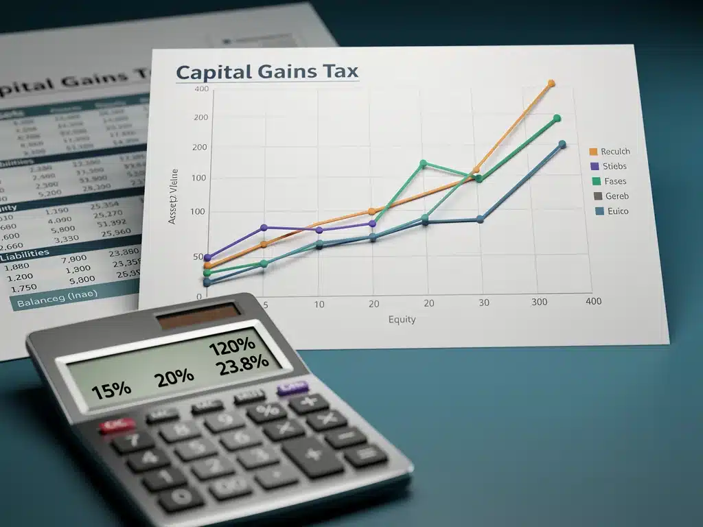 Illustration of capital gains tax calculations and their effect on investment returns.