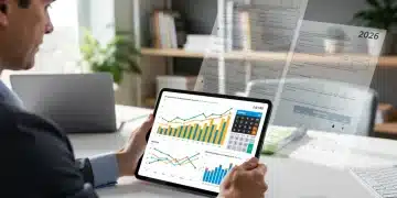 Investor reviewing financial data and tax implications for 2026 capital gains.