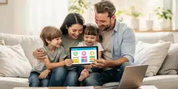 Family reviewing Child Tax Credit 2026 information on a tablet
