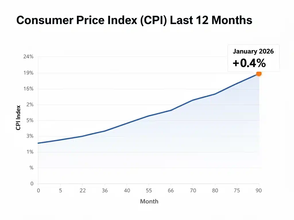 Graph showing Consumer Price Index trend with January 2026 increase