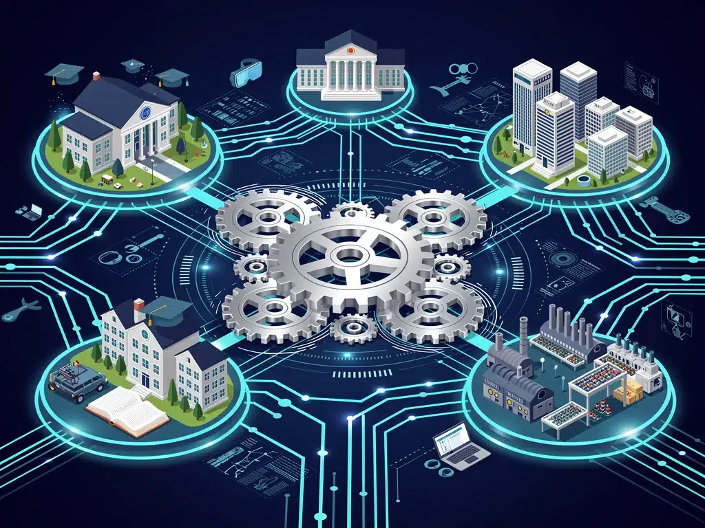 Interconnected network of education, industry, and government collaboration