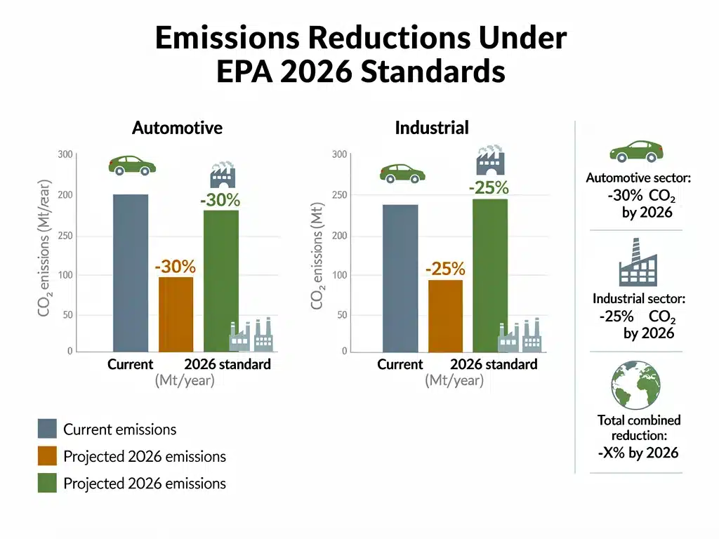 Infographic showing projected emissions reductions under new EPA 2026 standards