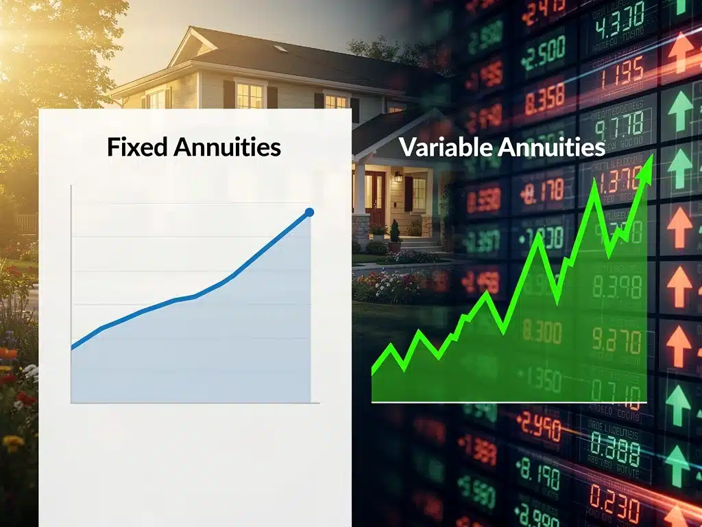 Comparison of stable fixed annuity growth versus fluctuating variable annuity returns