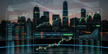 Futuristic digital currency trading platform with US financial data.