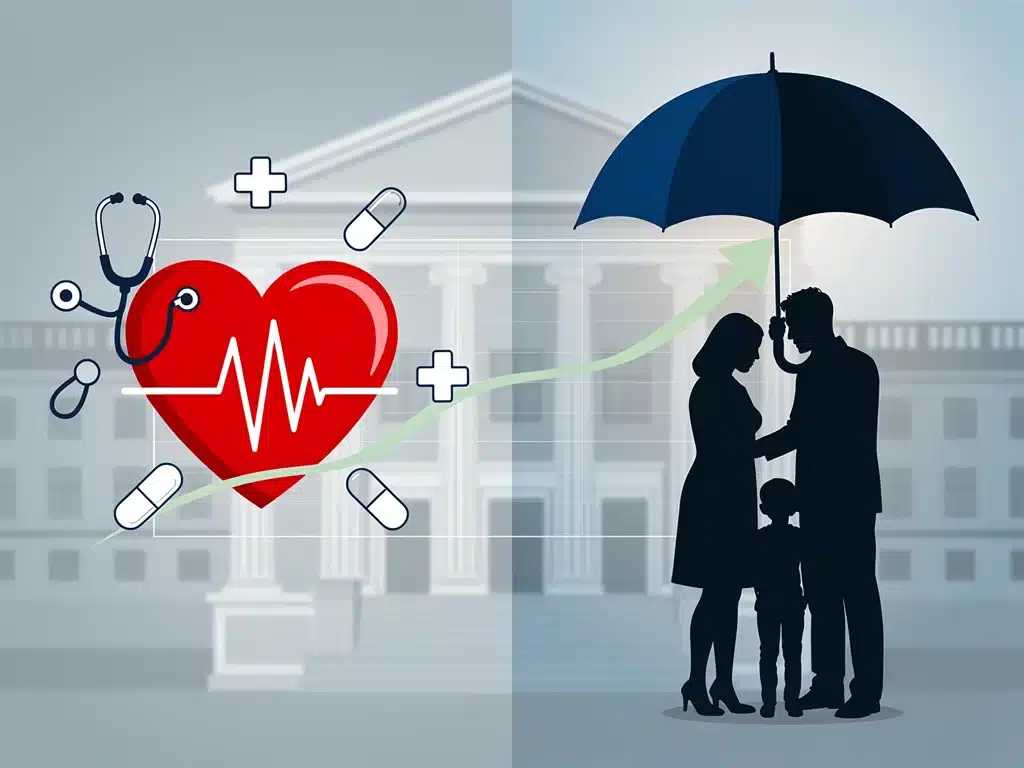 Graphic depicting health and life insurance benefits for federal employees