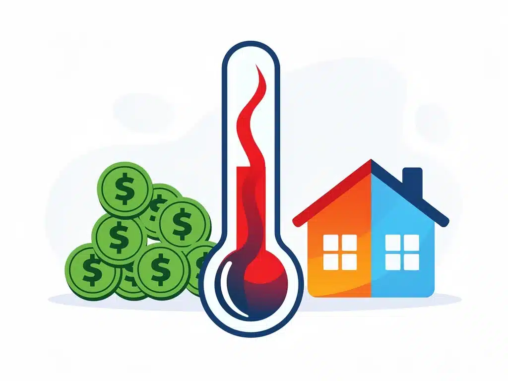 Graphic showing financial aid for heating and cooling