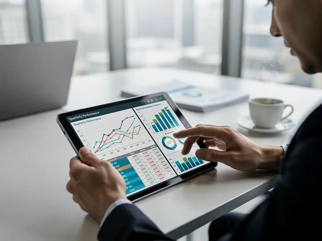 Investor analyzing bond market data and economic indicators on a tablet