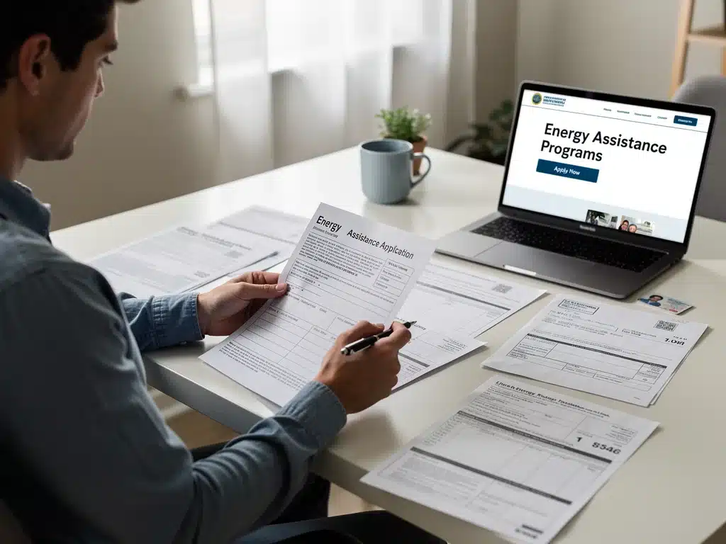 Person filling out LIHEAP application forms