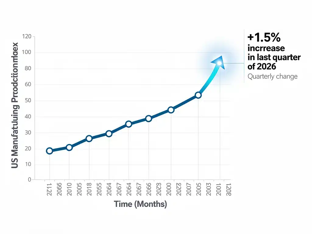 Graph illustrating 1.5% increase in US manufacturing production for Q4 2026.