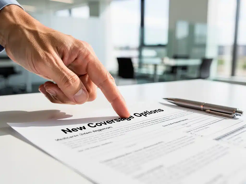 Hand pointing to new Medicare coverage options on a form