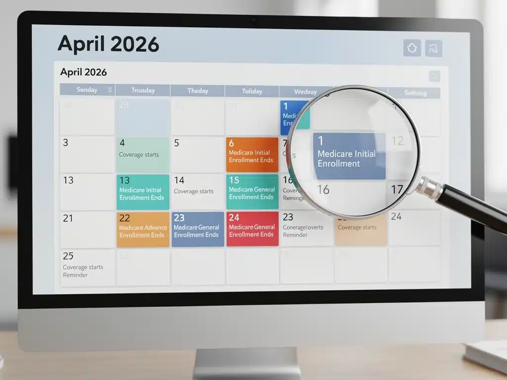 Digital calendar highlighting 2026 Medicare enrollment deadlines