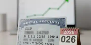Social Security card with 2026 calendar and upward trend graph
