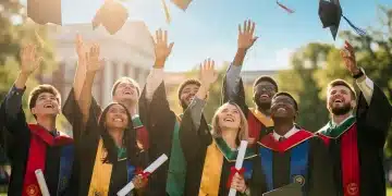 Graduates celebrating with caps in the air, symbolizing student loan relief and financial freedom.