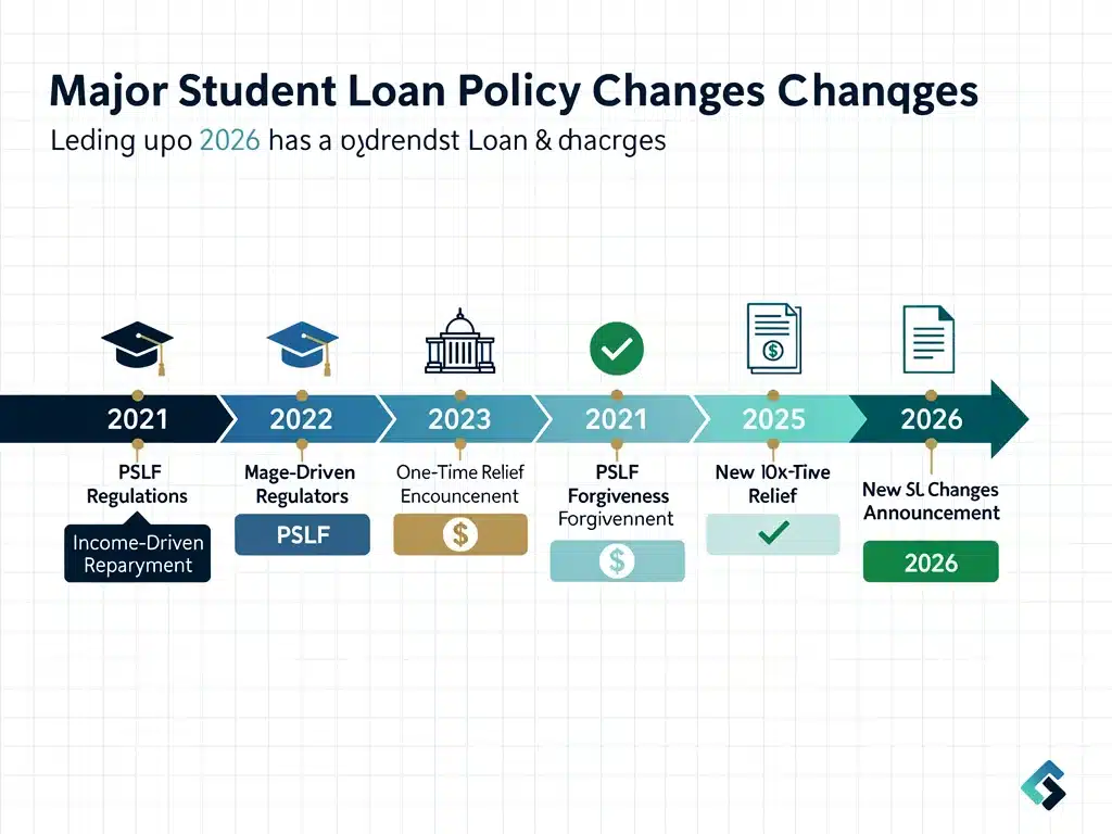 Timeline visualization of upcoming 2026 federal student loan policy shifts