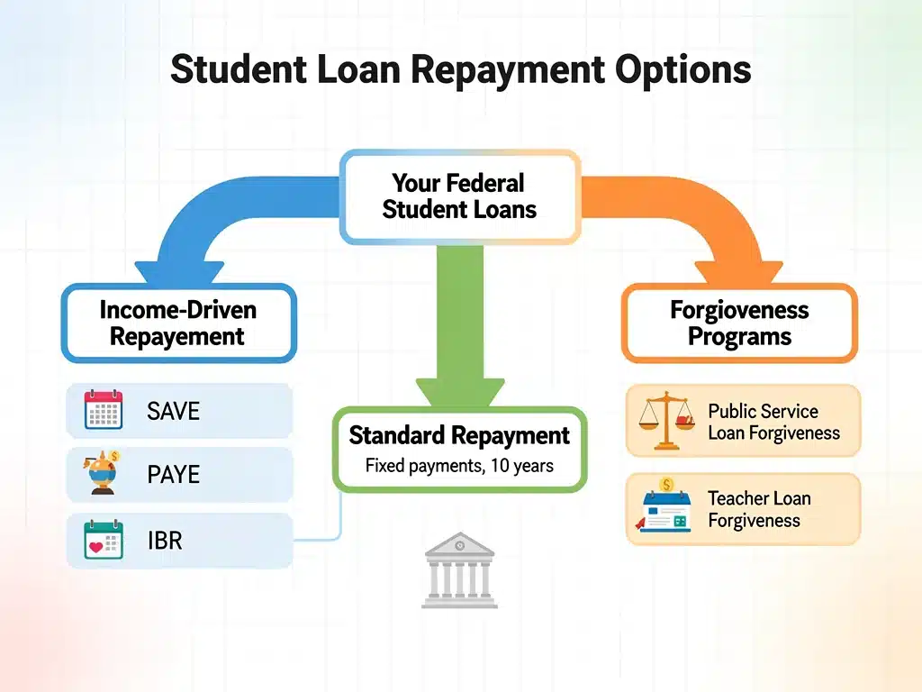 Infographic comparing various student loan repayment plan options.