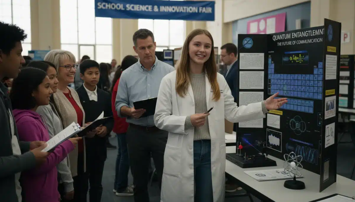 Student presenting a science project, demonstrating passion and skills