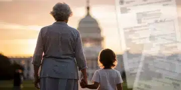 Elderly woman and child holding hands, representing family support and financial security