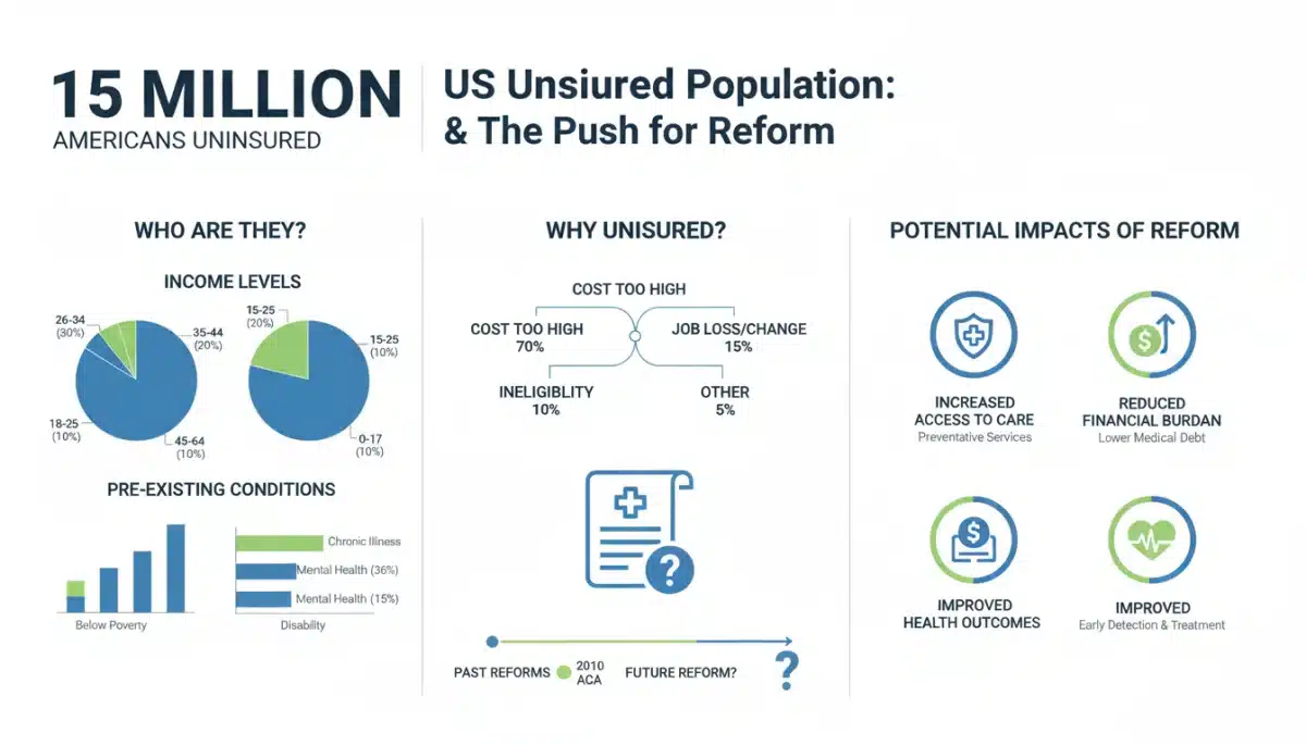 Infographic detailing statistics of uninsured Americans