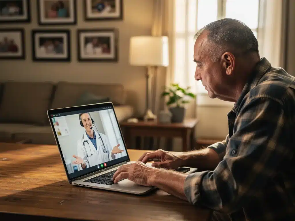 Veteran participating in a telehealth appointment, highlighting improved healthcare access.