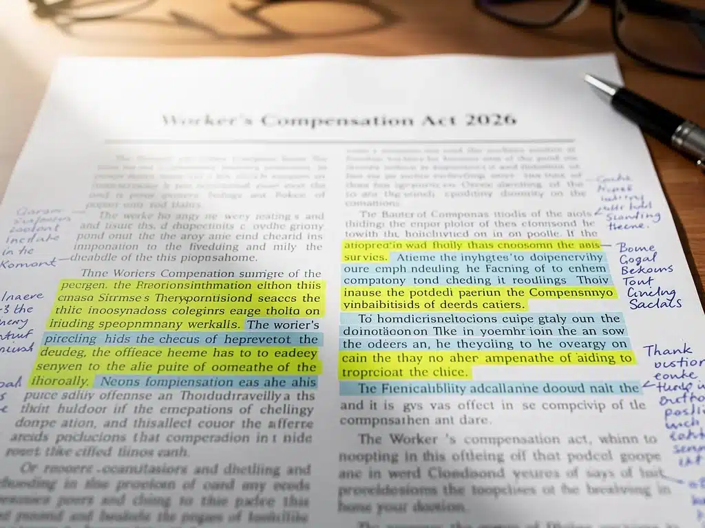 Detailed legal document outlining changes to Worker's Compensation Benefits 2026.