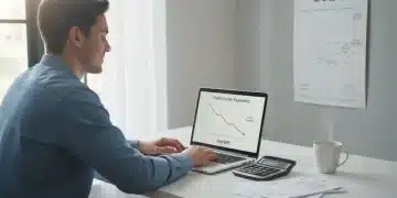 Young adult successfully managing student loan debt in 2026, looking at financial projections on a laptop.
